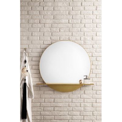 Platform Kiln Dried Hardwood Round Wall Mirror with Shelves