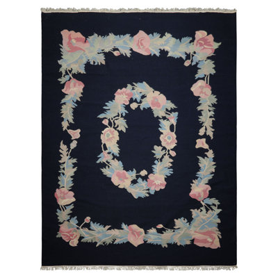 Tapis traditionnel kilim en laine tissé à la main 8 pi 9 po x 12