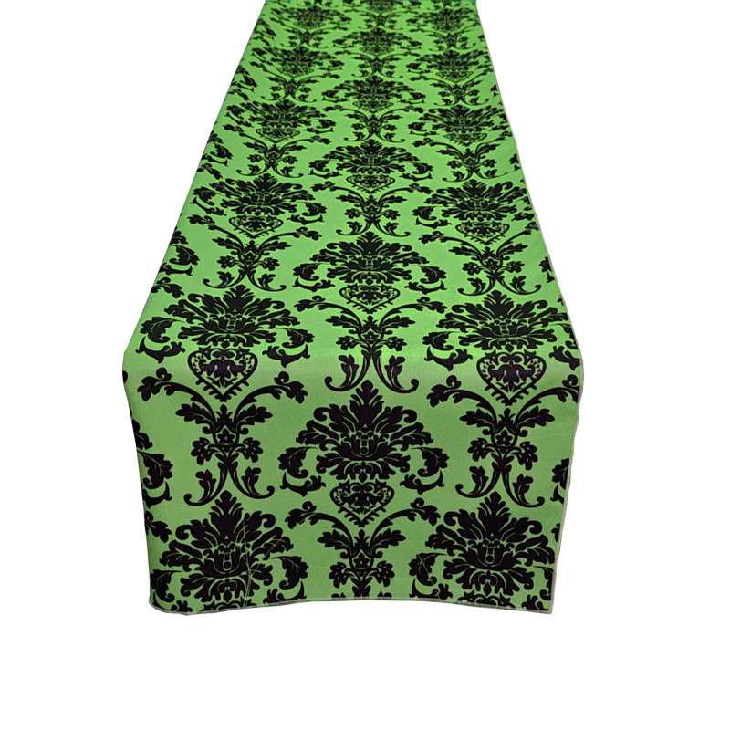 Poplin Damask Table Runner, Lime Green, 60" L x 12" W