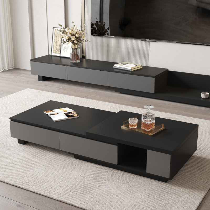 Table basse extensible Roshanak avec rangement à 4 tiroirs