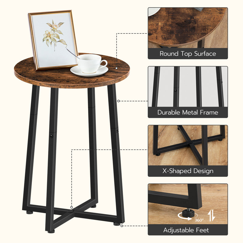 Phair 21.7" Round End Table, Brown