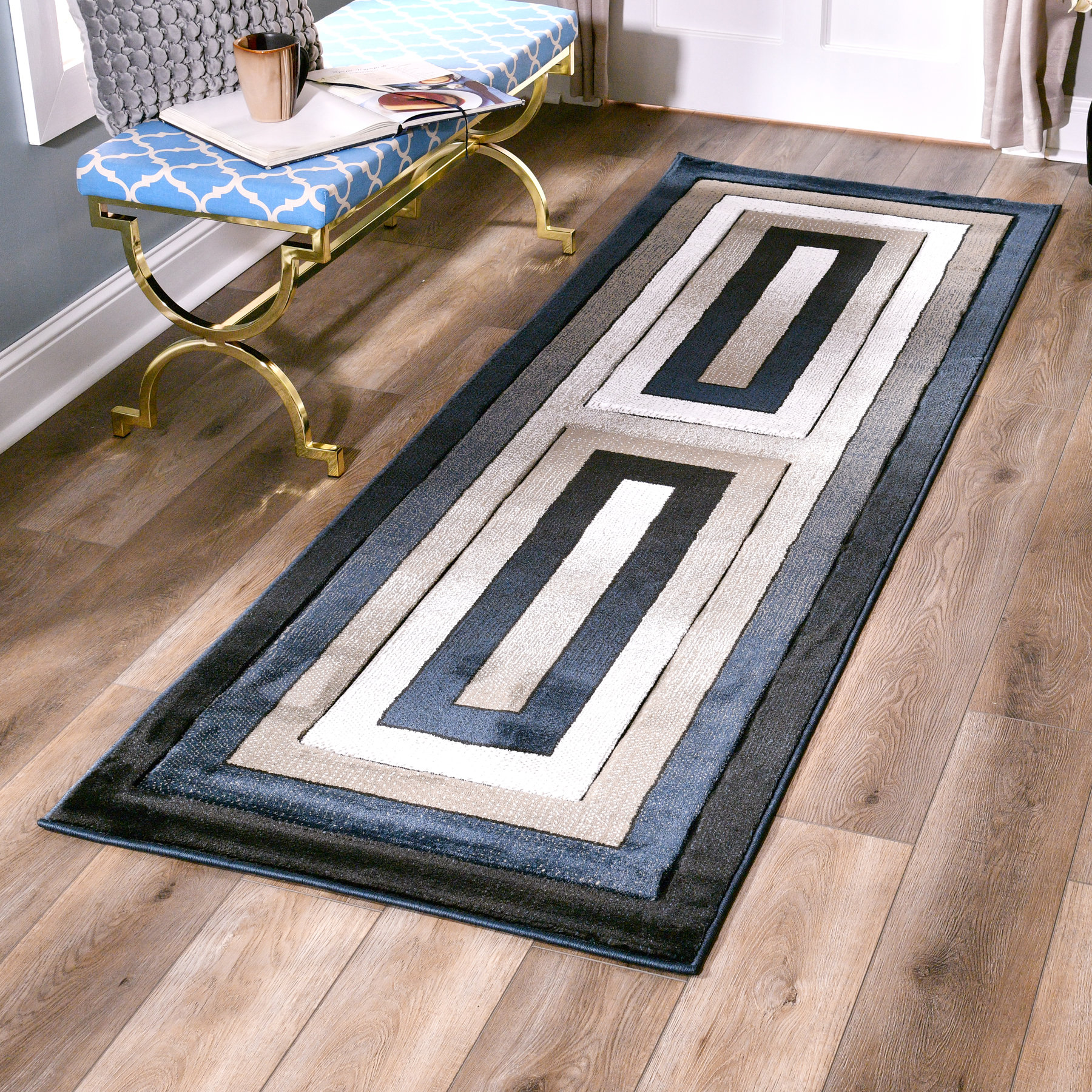 Wrought Studio™ Adonia Geometric Brown/Gray/Black Area Rug Wayfair