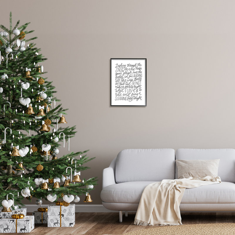 Dashing Through The Snow Fun Casual Calligraphy Song, art texturé par Leah Bisch, H 20 po x l 16 po x P 1,5 po