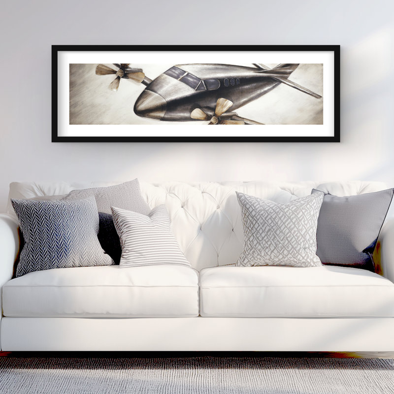 Airplane in Full Flight - Framed Matted Print | Home Decor