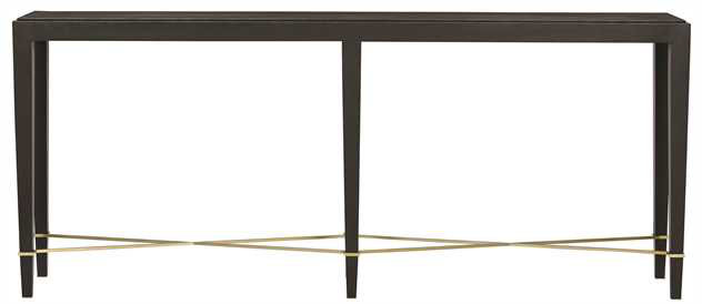 Verona 76'' W Solid Wood Console Table, Black Lacquered Linen