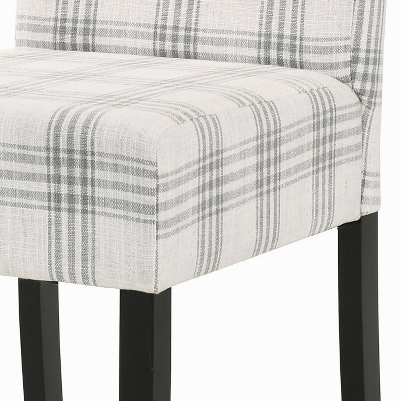 Chaise d'appoint en bois manufacturé, Tissu écossais gris