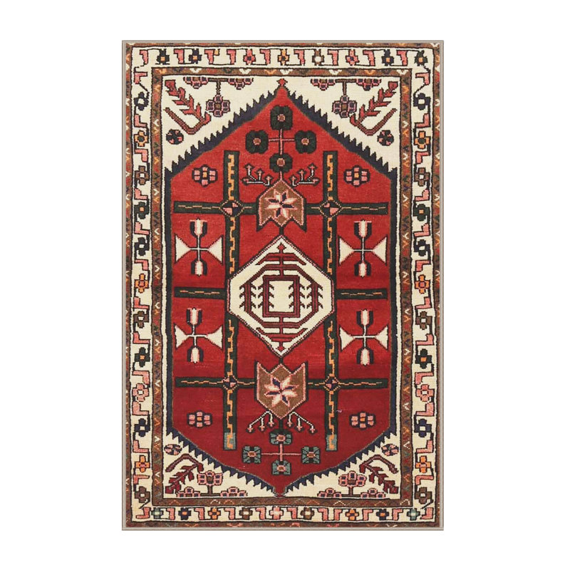 Tapis traditionnel mehroon/noir/bleu, Rectangle 5 pi x 7 pi