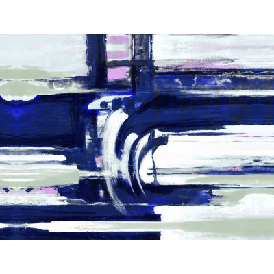 Linear Abstract Blue - Wrapped Canvas Painting