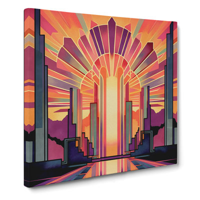 Art Deco Sunset Drawing - Print