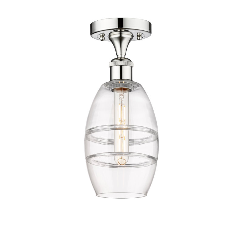 Plafonnier semi-encastré 1 lumière Edison - Abiagael, H 8,25 po x l 5,88 po x P 5,88 po, Chrome poli, Transparent