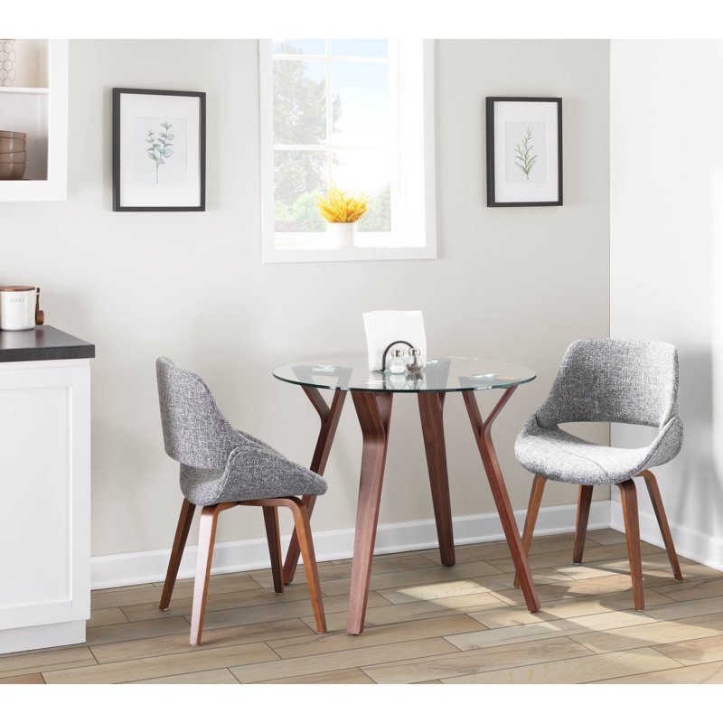 Chaise d'appoint rembourrée Ladson, Gris, Walnut