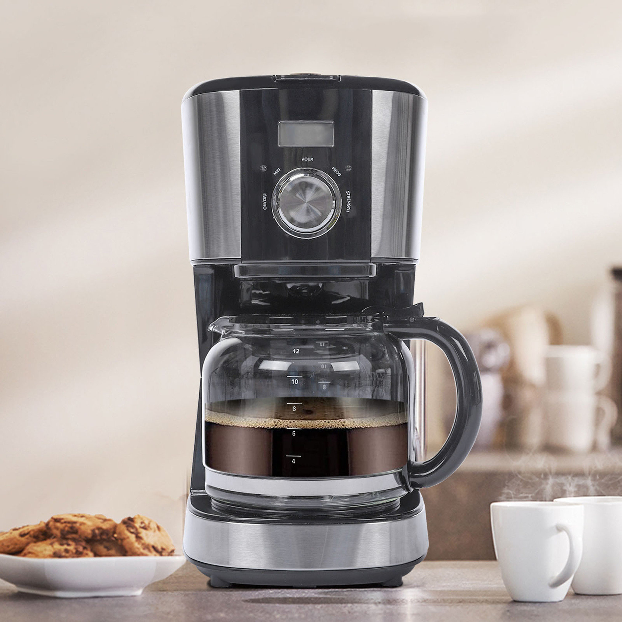 Russell Hobbs Glass 8-Cup Coffee Maker in Black and Stainless Steel