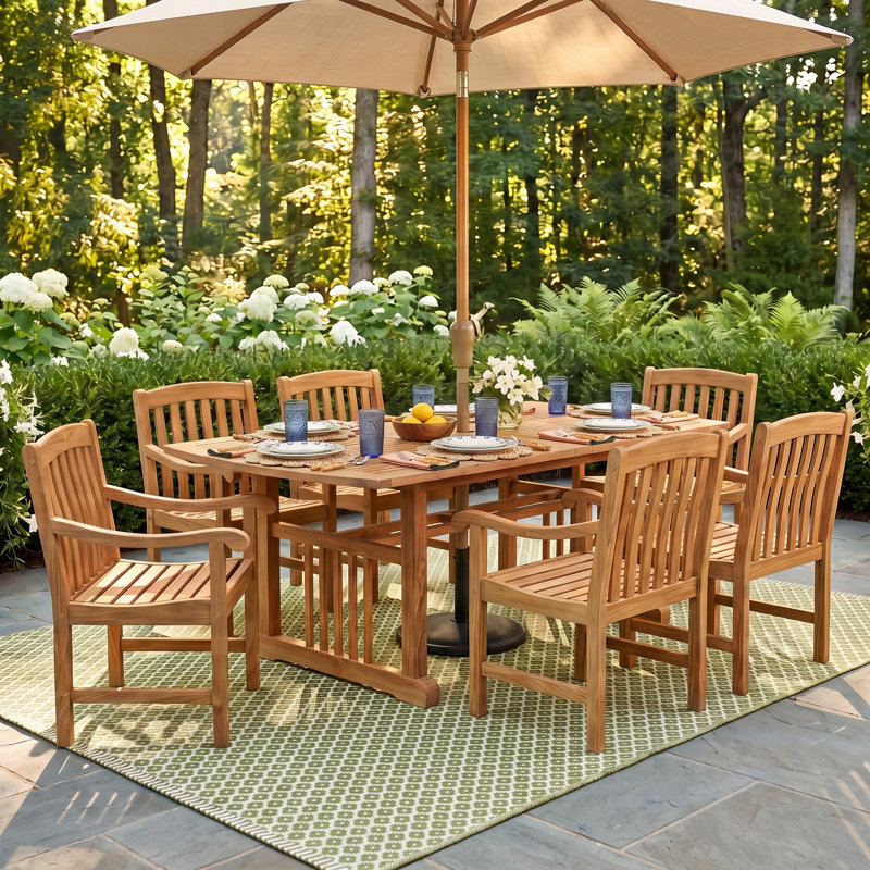 Summerton 6 - Person Teak Wood Outdoor Dining Set