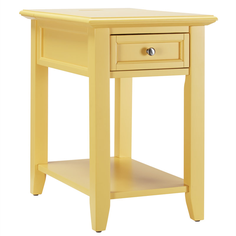 Table de bout avec prise de courant, Jaune