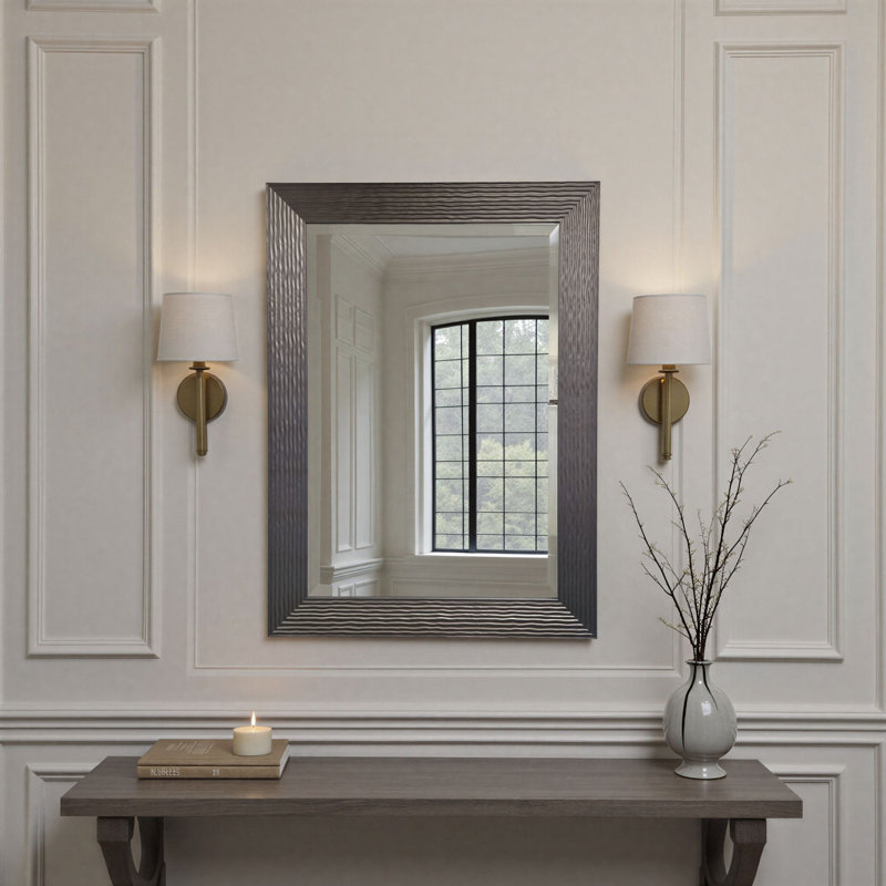 Madge Wavy Framed Wall Mounted Accent Mirror Bevelled, Bronze, 107.5cm H x 130.5cm W