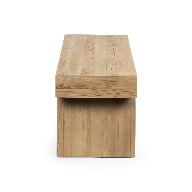 Francois 60" Natural Elm Wood Bench with Arched Legs