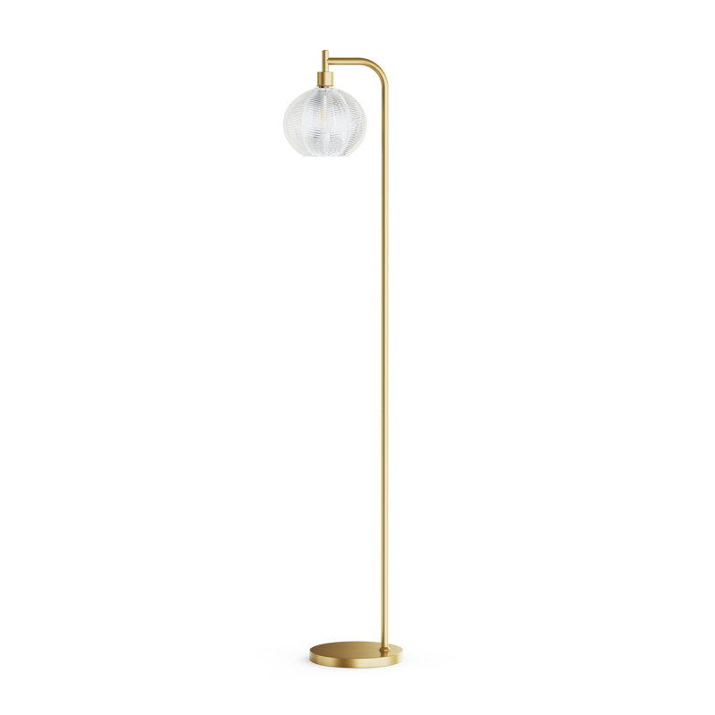 Lampe sur pied arquée avec abat-jour en verre, télécommande et ampoule incluse
