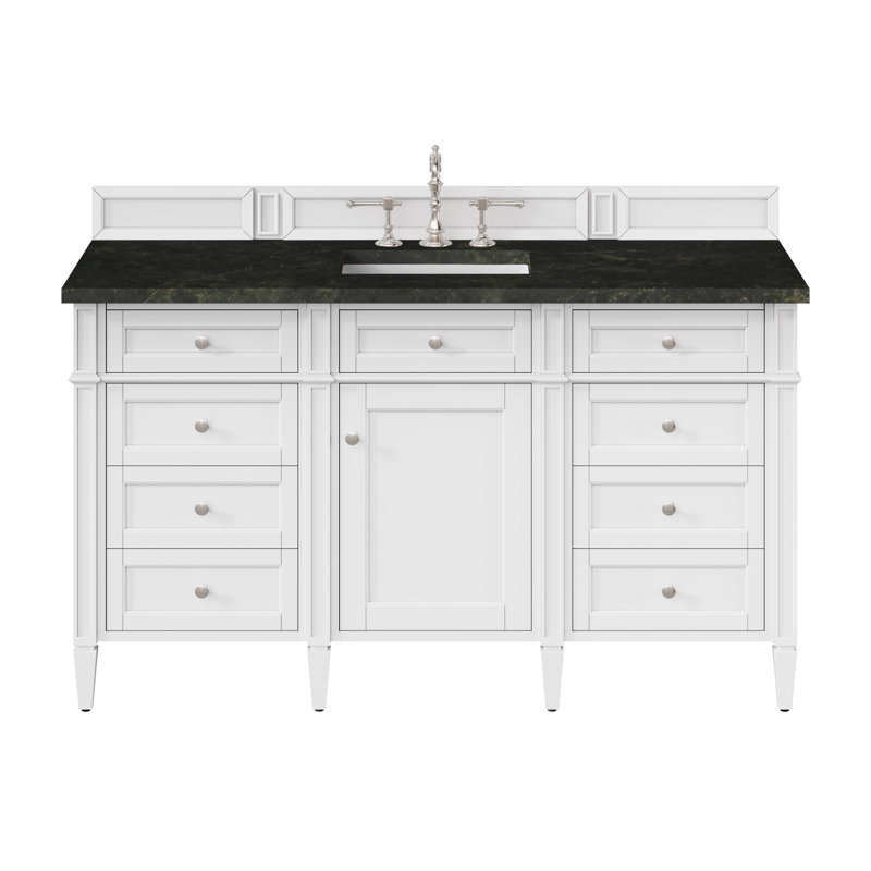 Meuble-lavabo simple 60 po Dussault, Blanc brillant, 8 po, Fantôme