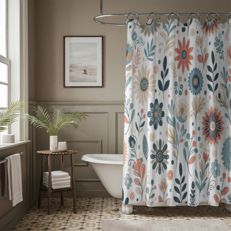 Rideau de douche 1 pièce Duffie Funky Florals, H 74 po x l 71 po