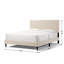 Grand lit tapissier Pearl White avec structure stable et plateforme de revêtement confortable