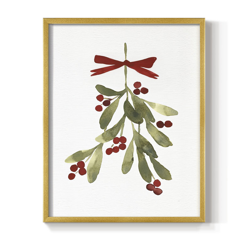 " Mistletoe Bow I ", 30" H x 24" W, Gold