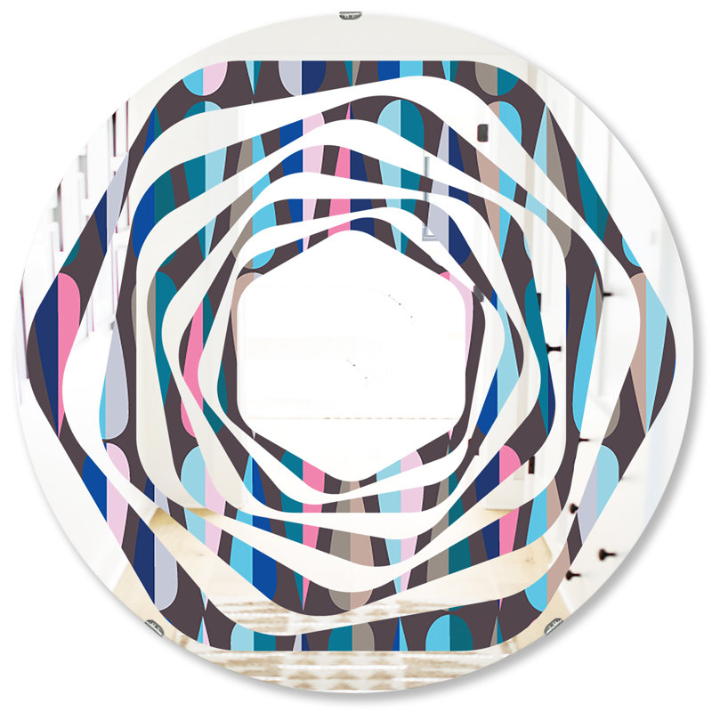 Miroir mural Whirl Coastal, H 23,6 po x l 23,6 po, Tourbillon abstrait gouttes