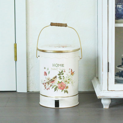 Poubelle à pédale rétro en métal 8L avec couvercle - Poubelle décorative pour salle de bain, fer antique