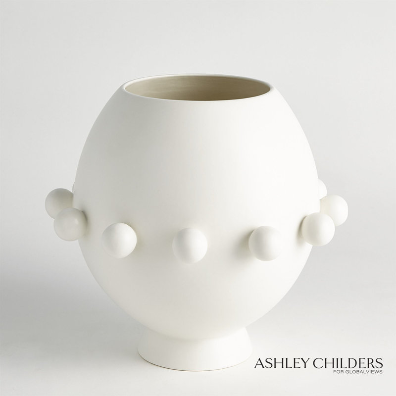 Spheres Collection Vase-Ivory, White