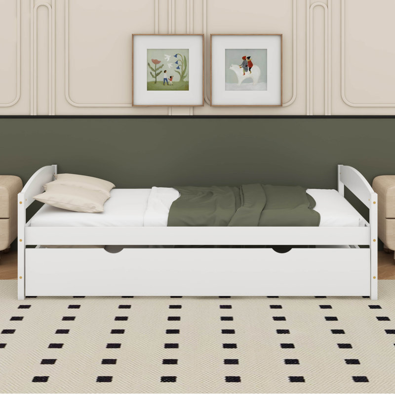 Lit plateforme simple avec lit gigogne, Blanc