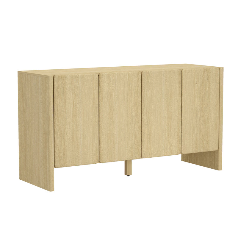 Linda Buffet moderne avec 4 tablettes réglables en chêne naturel, Chêne naturel