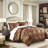 King Size 4 Piece Comforter In Brown With Graceful Details For Bed Look
