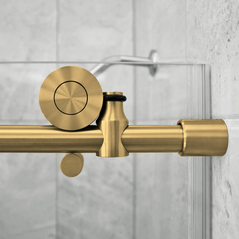 JS 60'' - W x 76'' H Single Sliding Shower Door Semi-Frameless Shower Door with 5/16" (8mm) Glass Explosion-Proof Film, Nano Easy-Clean Coating Glass 304 Stainless Steel Hardware