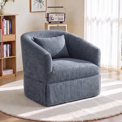 360-Degree Swivel Upholstered Armchair with Accent Pillow