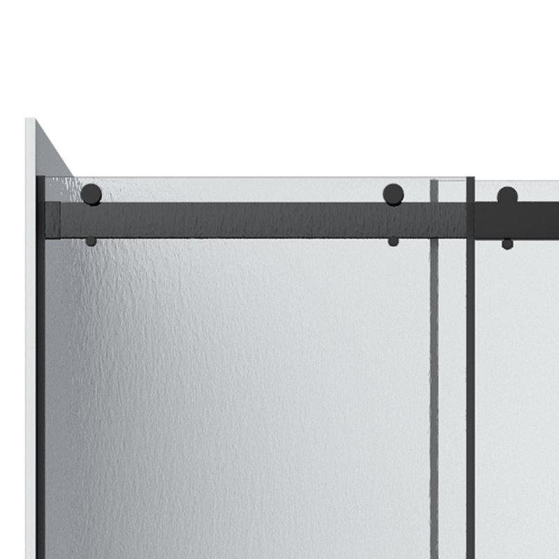 Molly 60" W X 32" D X 76" H Frameless Shower Door Rectangular Shower Kit In Chrome With Rain Drop Glass Finish, Black