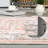 Vintage Floral Distressed Printed Area Rug Machine Washable Non Slip Stain Resistant Bodered Low Pile Ultra Thin Pet Friendly Vacuum Clean Easy To Clean Floor Carpet for Living Room-1281736287