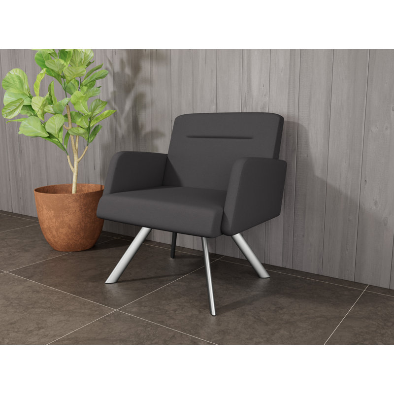 Fauteuil de réception en osier Willow, Noir Visite Libre - tissu uni, Argent argent