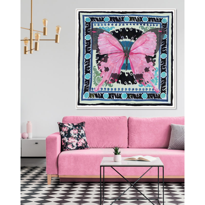 Boho Butterfly 2 Print, White Floater Framed, 41" H x 41" W