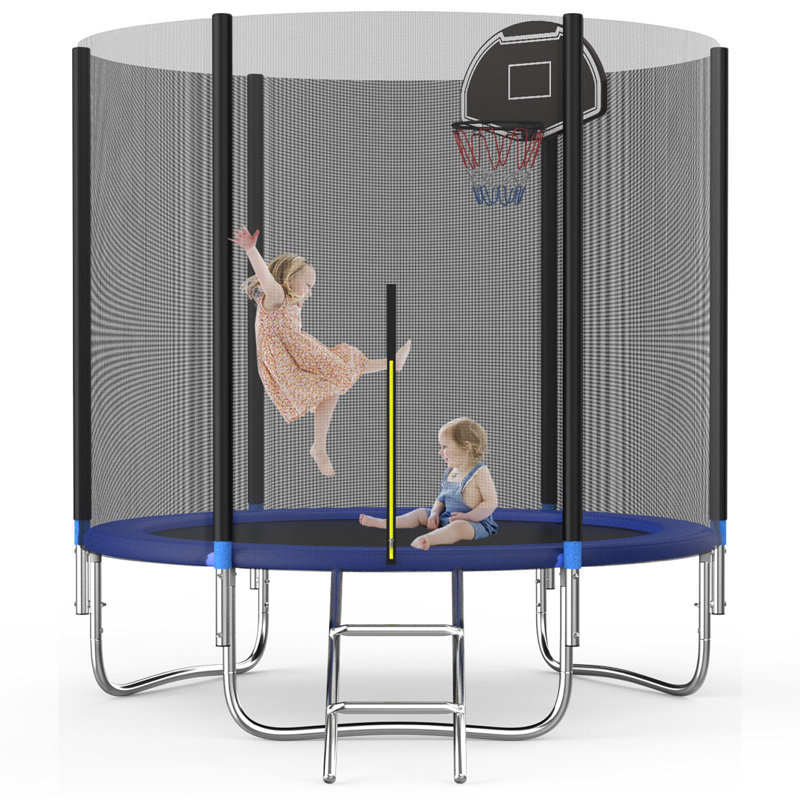 Trampoline de jardin rond 8 'avec enceinte sécuritaire SENCHO GINSYTALIOR