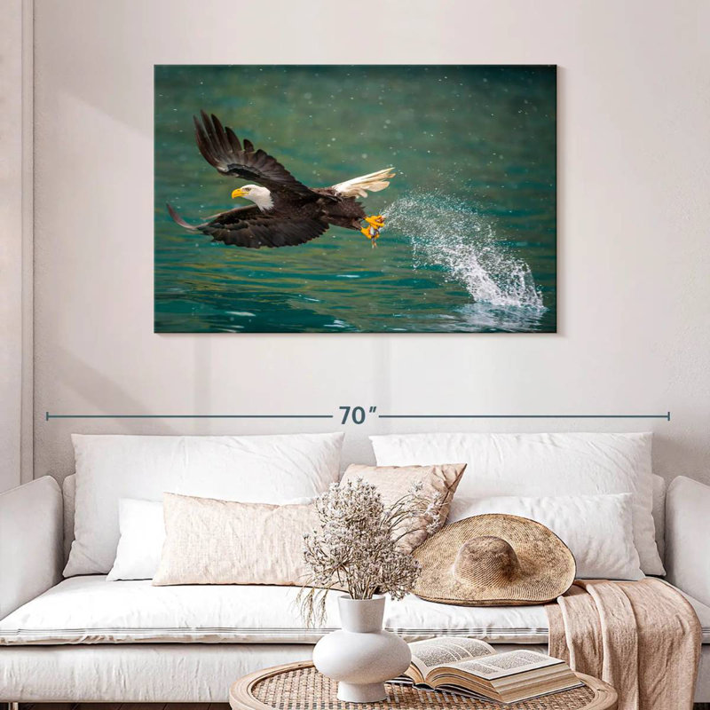 Brampt Eagle Catching Prey, 30" H x 45" W