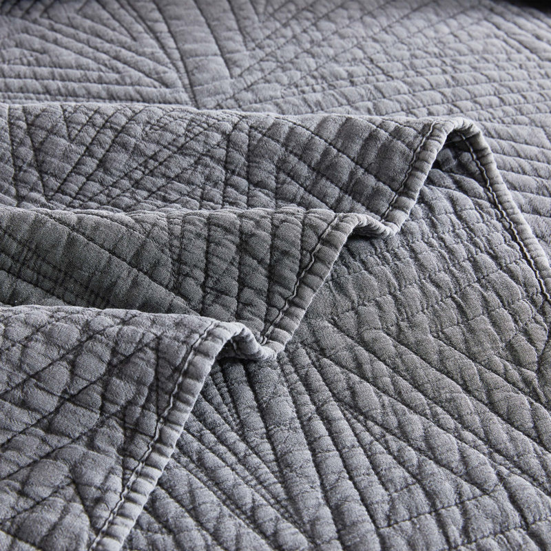 Ensemble de courtepointe Triangles, Lit simple, Gris anthracite
