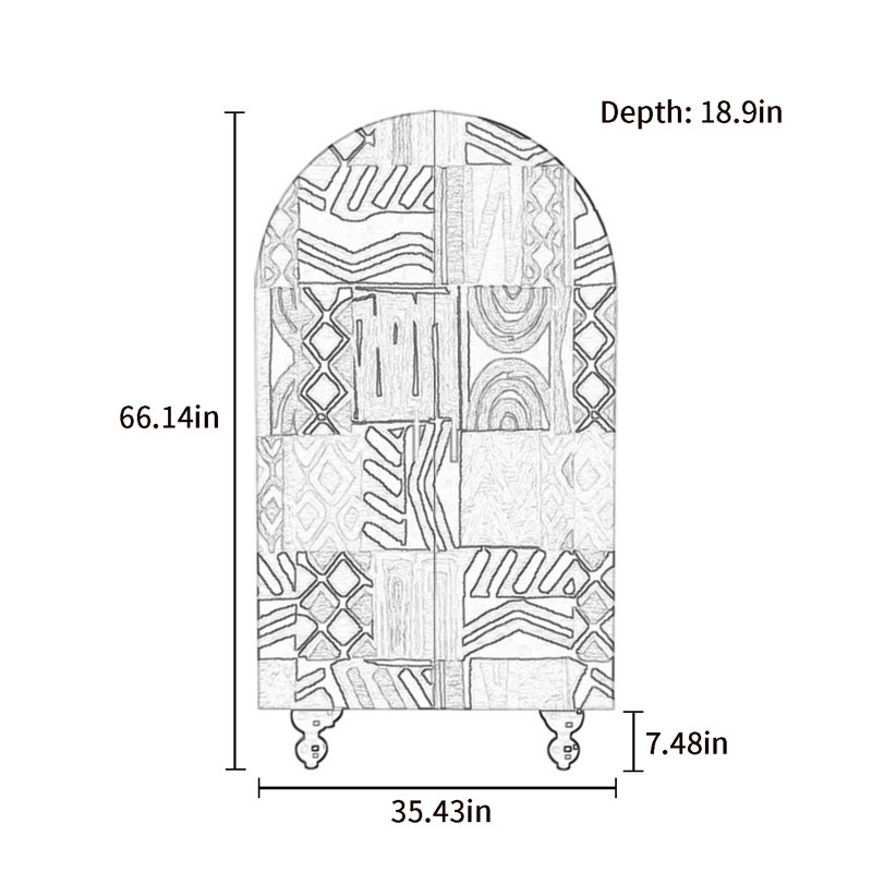 Armoire arquée avec tablettes et portes