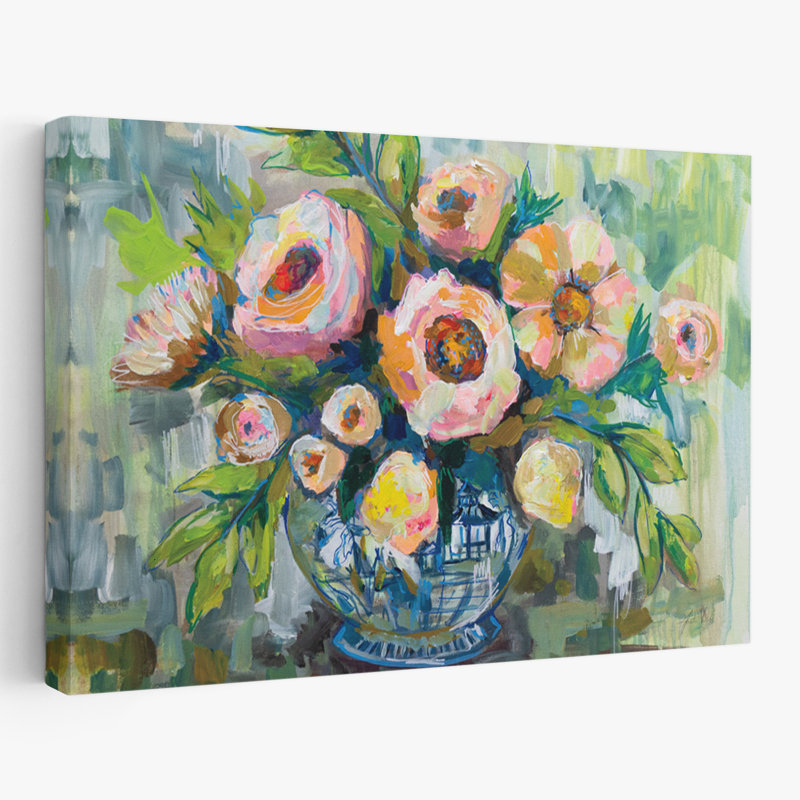 Blue And Blush Midsummer Art, 40" H x 60" W