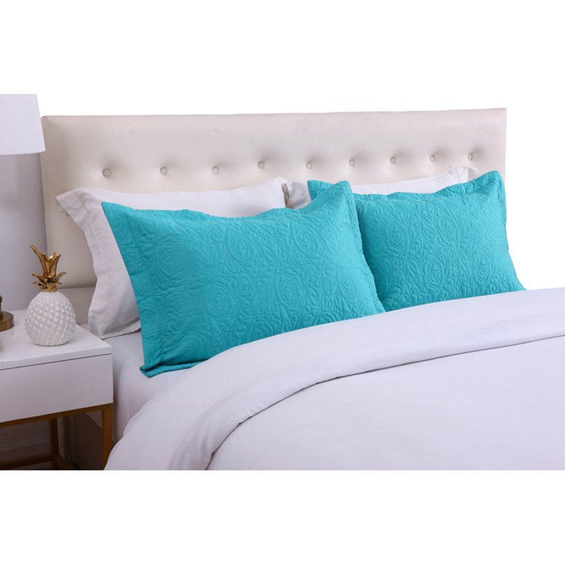 P-solid Shams Polyester Bedding, Turquoise, King