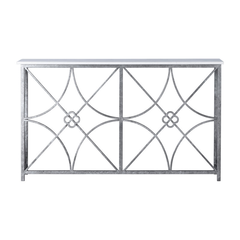 Boxwood's Console (58"W), Royal Silver, Carrera Marble