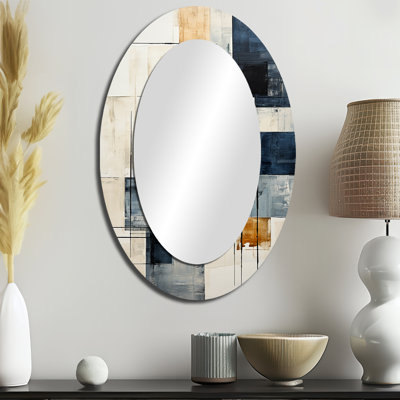 Ivoire Illusions abstraites I - décor de miroir mural ovale blanc