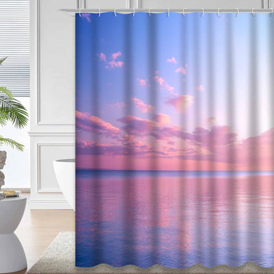 Rideau de douche avec 12 crochets Sea Pink Sea Twilight Dusk