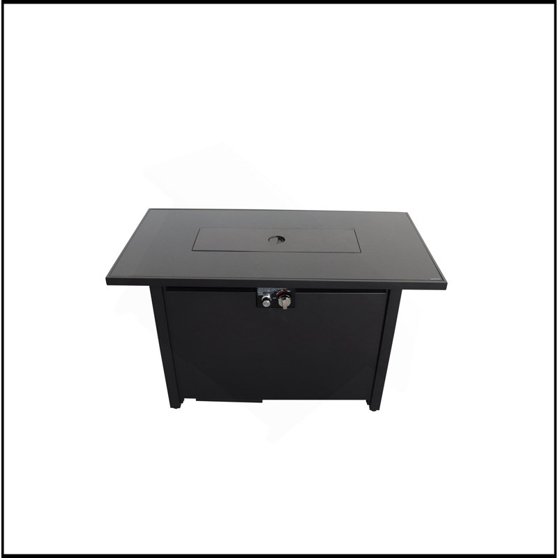 Table de foyer d'extérieur en acier avec couvercle H 25 po x l 42 po