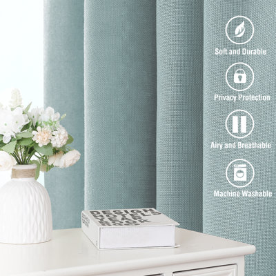 Linen Semi-Sheer Curtain Panel Set