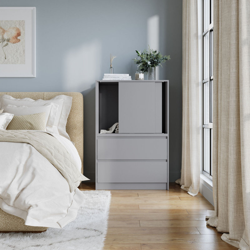 Medium Density Fiberboard (MDF) Rectangle Accent Cabinet, Grey