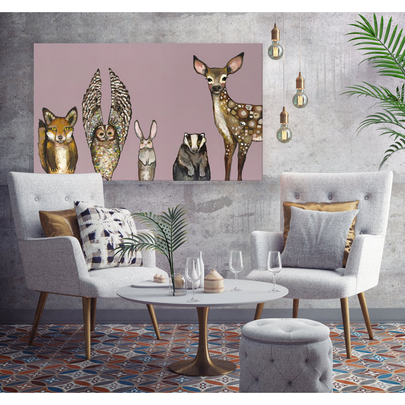«Forest Animals» par Eli Halpin - reproduction d'art sur toile tendue, H 24 po x l 36 po
